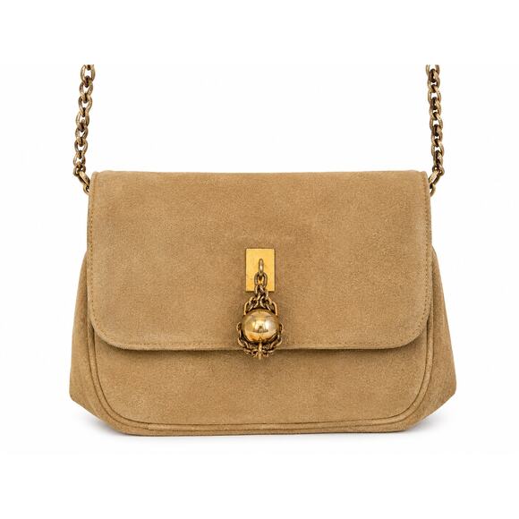 Susan Gail Handbags - Vintage Suede Mini Shoulder Bag Camel Beige Chain Strap 70s/80s